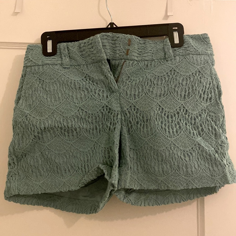 Loft teal embroidery shorts